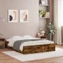 Smoked oak engineered wood bed with drawers 140x190 cm by , Beds and slatted bases - Ref: Foro24-3207305, Price: 200,58 €, Di...