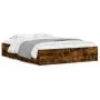Smoked oak engineered wood bed with drawers 140x190 cm by , Beds and slatted bases - Ref: Foro24-3207305, Price: 200,58 €, Di...