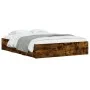 Smoked oak engineered wood bed with drawers 140x190 cm by , Beds and slatted bases - Ref: Foro24-3207305, Price: 200,58 €, Di...
