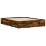Smoked oak engineered wood bed with drawers 140x190 cm by , Beds and slatted bases - Ref: Foro24-3207305, Price: 200,58 €, Di...