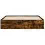 Smoked oak engineered wood bed with drawers 140x190 cm by , Beds and slatted bases - Ref: Foro24-3207305, Price: 200,58 €, Di...