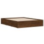 Oak brown engineered wood bed with drawers 140x190 cm by , Beds and slatted bases - Ref: Foro24-3207307, Price: 214,64 €, Dis...