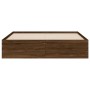 Oak brown engineered wood bed with drawers 140x190 cm by , Beds and slatted bases - Ref: Foro24-3207307, Price: 214,64 €, Dis...