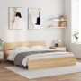 Estructura de cama cabecero y luces LED roble Sonoma 180x200 cm de , Camas y somieres - Ref: Foro24-3207590, Precio: 212,08 €