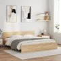 Sonoma oak bed frame with headboard and LED lights 180x200 cm by , Beds and slatted bases - Ref: Foro24-3207590, Price: 198,4...