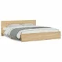 Sonoma oak bed frame with headboard and LED lights 180x200 cm by , Beds and slatted bases - Ref: Foro24-3207590, Price: 198,4...