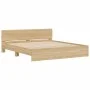 Sonoma oak bed frame with headboard and LED lights 180x200 cm by , Beds and slatted bases - Ref: Foro24-3207590, Price: 198,4...