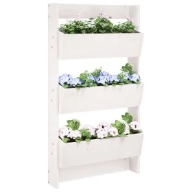Wand-Pflanzgefäß 3 Ebenen aus weißem Kiefernholz 60x18,5x110 cm von , Töpfe und Pflanzgefäße - Ref: Foro24-825115, Preis: 83,...