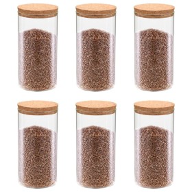 Storage jars with cork lid, 6 units, 1100 ml by vidaXL, Cookie Jars - Ref: Foro24-50840, Price: 42,80 €, Discount: %
