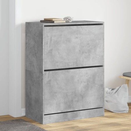 Schuhschrank mit 2 klappbaren Schubladen in Betongrau, 80x42x108 cm. von , Schuhregale und Schuhorganisatoren - Ref: Foro24-3...