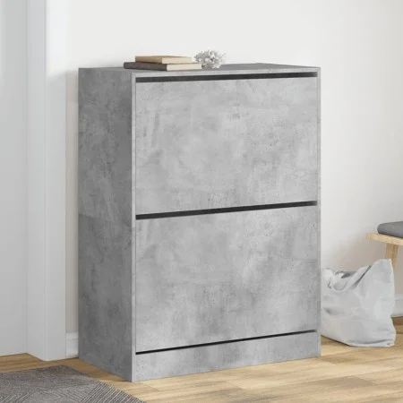 Schuhschrank mit 2 klappbaren Schubladen in Betongrau, 80x42x108 cm. von , Schuhregale und Schuhorganisatoren - Ref: Foro24-3...