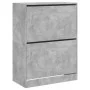Mueble zapatero 2 cajones abatibles gris hormigón 80x42x108 cm by , Shoe racks and shoe organizers - Ref: Foro24-3214402, Pri...