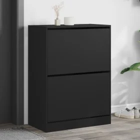 Schuhschrank mit 2 klappbaren Schubladen in Schwarz 80x42x108 cm. von , Schuhregale und Schuhorganisatoren - Ref: Foro24-3214...