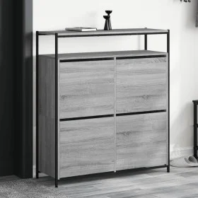 Schuhschrank mit 4 klappbaren Schubladen in Grau Sonoma 100x34x112 cm. von , Schuhregale und Schuhorganisatoren - Ref: Foro24...