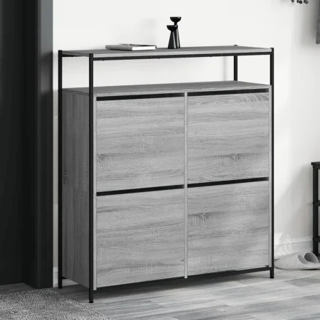 Schuhschrank mit 4 klappbaren Schubladen in Grau Sonoma 100x34x112 cm. von , Schuhregale und Schuhorganisatoren - Ref: Foro24...