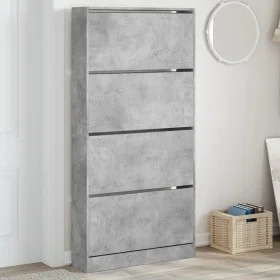 Schuhschrank mit 4 klappbaren Schubladen in Betongrau, 80x21x163,5cm. von , Schuhregale und Schuhorganisatoren - Ref: Foro24-...