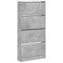 Schuhschrank mit 4 klappbaren Schubladen in Betongrau, 80x21x163,5cm. von , Schuhregale und Schuhorganisatoren - Ref: Foro24-...