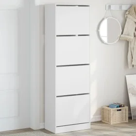 Mueble zapatero con 4 cajones abatibles blanco 60x34x187,5 cm by , Shoe racks and shoe organizers - Ref: Foro24-3214371, Pric...
