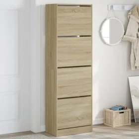 Mueble zapatero 4 cajones abatibles roble Sonoma 60x34x187,5 cm by , Shoe racks and shoe organizers - Ref: Foro24-3214373, Pr...