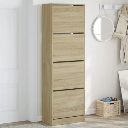 Mueble zapatero 4 cajones abatibles roble Sonoma 60x34x187,5 cm by , Shoe racks and shoe organizers - Ref: Foro24-3214373, Pr...