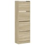 Mueble zapatero 4 cajones abatibles roble Sonoma 60x34x187,5 cm by , Shoe racks and shoe organizers - Ref: Foro24-3214373, Pr...