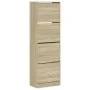 Mueble zapatero 4 cajones abatibles roble Sonoma 60x34x187,5 cm by , Shoe racks and shoe organizers - Ref: Foro24-3214373, Pr...