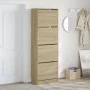 Mueble zapatero 4 cajones abatibles roble Sonoma 60x34x187,5 cm by , Shoe racks and shoe organizers - Ref: Foro24-3214373, Pr...