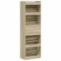 Mueble zapatero 4 cajones abatibles roble Sonoma 60x34x187,5 cm by , Shoe racks and shoe organizers - Ref: Foro24-3214373, Pr...