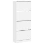 Schuhschrank mit 4 klappbaren Schubladen in Weiß 80x34x187,5 cm von , Schuhregale und Schuhorganisatoren - Ref: Foro24-321437...
