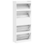 Schuhschrank mit 4 klappbaren Schubladen in Weiß 80x34x187,5 cm von , Schuhregale und Schuhorganisatoren - Ref: Foro24-321437...