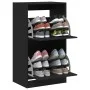 Schuhschrank mit 2 klappbaren Schubladen in Schwarz 60x42x108 cm von , Schuhregale und Schuhorganisatoren - Ref: Foro24-32143...