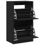 Schuhschrank mit 2 klappbaren Schubladen in Schwarz 60x42x108 cm von , Schuhregale und Schuhorganisatoren - Ref: Foro24-32143...
