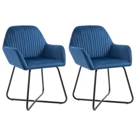 Esszimmerstühle 2 Einheiten aus blauem Samt von vidaXL, Essstühle - Ref: Foro24-249802, Preis: 195,06 €, Rabatt: %