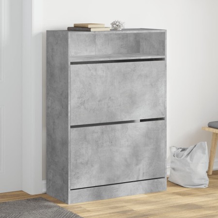 Mueble zapatero 2 cajones abatibles gris hormigón 80x34x116 cm