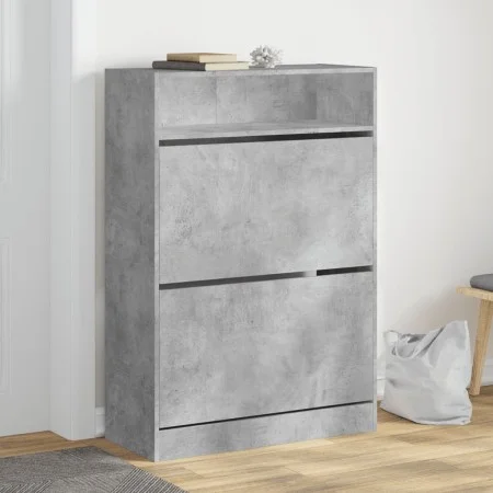 Schuhschrank mit 2 klappbaren Schubladen in Betongrau, 80x34x116 cm. von , Schuhregale und Schuhorganisatoren - Ref: Foro24-3...