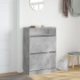 Mueble zapatero 2 cajones abatibles gris hormigón 80x34x116 cm