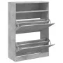 Schuhschrank mit 2 klappbaren Schubladen in Betongrau, 80x34x116 cm. von , Schuhregale und Schuhorganisatoren - Ref: Foro24-3...
