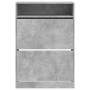 Mueble zapatero 2 cajones abatibles gris hormigón 80x34x116 cm