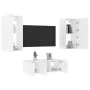 Wand-TV-Möbel mit LED-Beleuchtung, 4-teilig, aus weißem Ingenieurholz. von , TV-Möbel - Ref: Foro24-3216818, Preis: 181,05 €,...