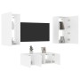 Wand-TV-Möbel mit LED-Beleuchtung, 4-teilig, aus weißem Ingenieurholz. von , TV-Möbel - Ref: Foro24-3216818, Preis: 183,29 €,...