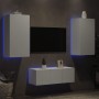Wand-TV-Möbel mit LED-Beleuchtung, 4-teilig, aus weißem Ingenieurholz. von , TV-Möbel - Ref: Foro24-3216818, Preis: 183,29 €,...