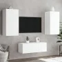 Wand-TV-Möbel mit LED-Beleuchtung, 4-teilig, aus weißem Ingenieurholz. von , TV-Möbel - Ref: Foro24-3216818, Preis: 181,05 €,...