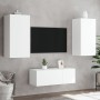 Wand-TV-Möbel mit LED-Beleuchtung, 4-teilig, aus weißem Ingenieurholz. von , TV-Möbel - Ref: Foro24-3216818, Preis: 183,29 €,...