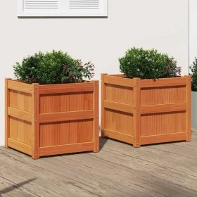 Außenblumenkästen 2 Stück Massivholz Kiefer braun gewachst von , Töpfe und Pflanzgefäße - Ref: Foro24-837429, Preis: 129,22 €...