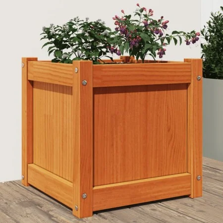 Jardinera exterior madera maciza pino marrón cera 40x40x40 cm de , Maceteros y jardineras - Ref: Foro24-837408, Precio: 50,09...