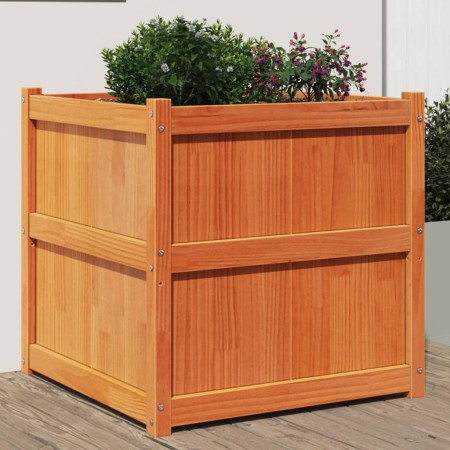 Jardinera exterior madera maciza pino marrón cera 70x70x70 cm by , Pots and planters - Ref: Foro24-837436, Price: 99,41 €, Di...