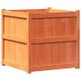 Jardinera exterior madera maciza pino marrón cera 70x70x70 cm by , Pots and planters - Ref: Foro24-837436, Price: 99,41 €, Di...