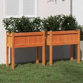Jardineras con patas 2 uds madera maciza de pino marrón cera by , Pots and planters - Ref: Foro24-837559, Price: 78,50 €, Dis...
