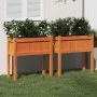 Blumentöpfe mit Beinen, 2 Stück Massivholz Kiefer braun gewachst. von , Töpfe und Pflanzgefäße - Ref: Foro24-837559, Preis: 7...