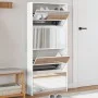 Mueble zapatero con espejo 4 niveles blanco brillo 63x17x134 cm by , Shoe racks and shoe organizers - Ref: Foro24-3228276, Pr...